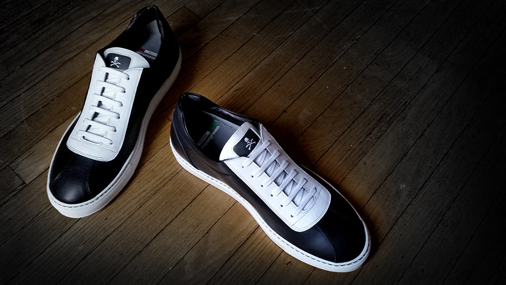 Checkered floor inspired Italian made athletic shoes