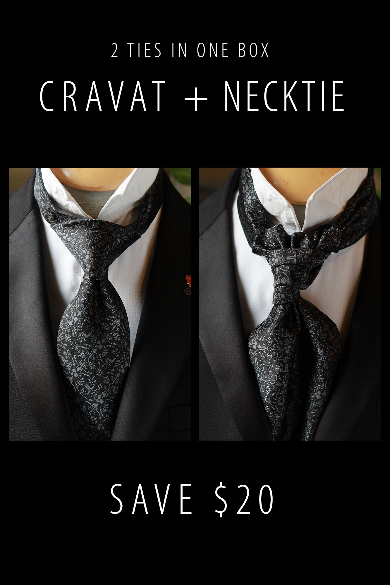 COMBO: Necktie and Cravat in One Box