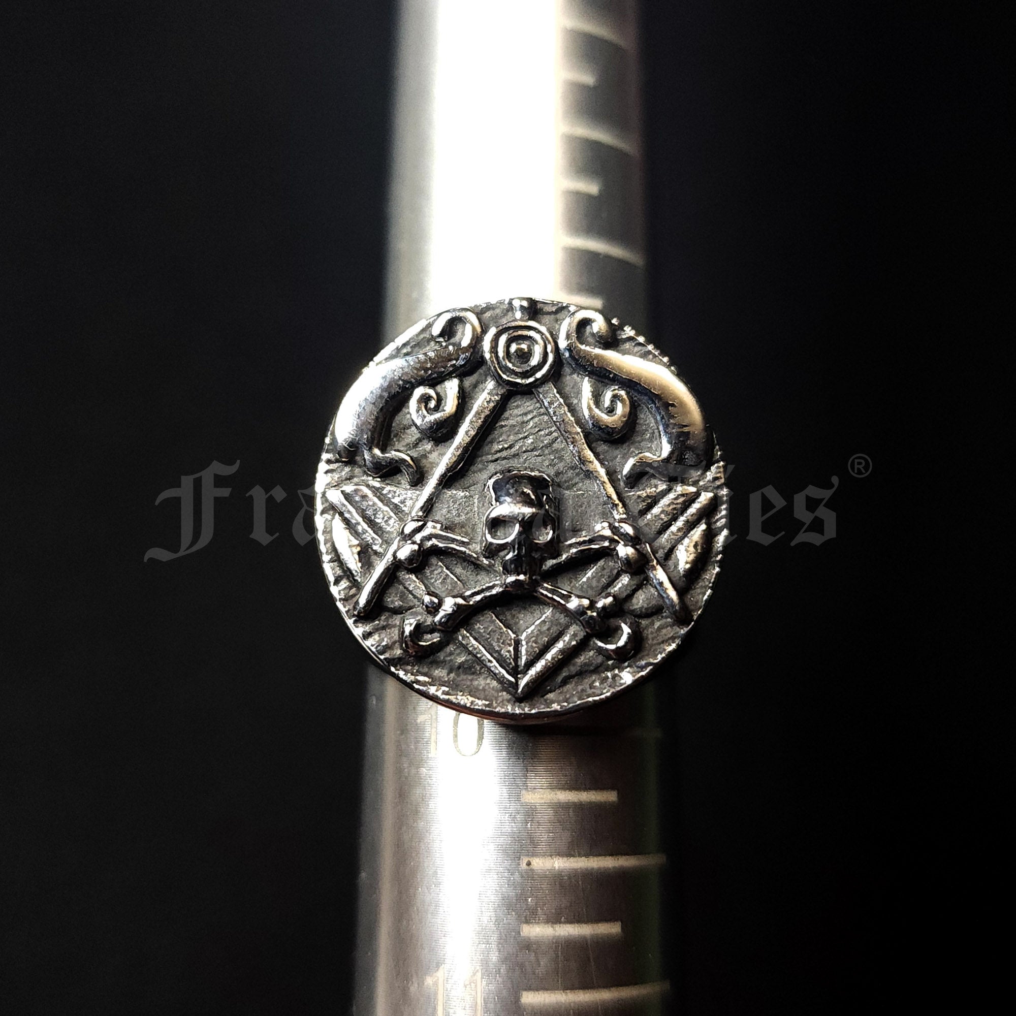 Masonic Memento Mori Biker Ring - Stainless Steel