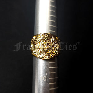 Ornate Masonic Ring - Gold Plated Stainless Steel