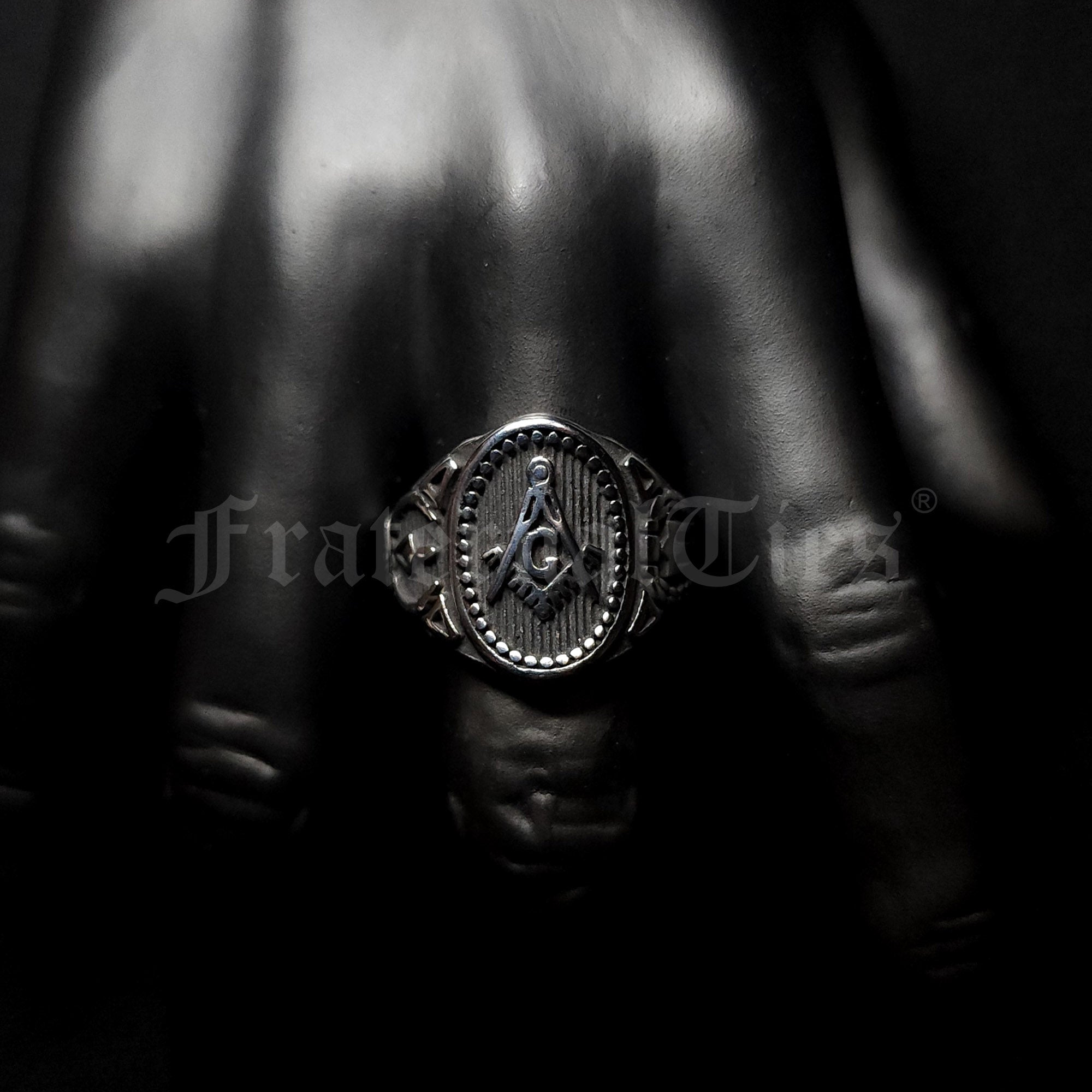 Masonic Cigar Band Ring - Stainless Steel