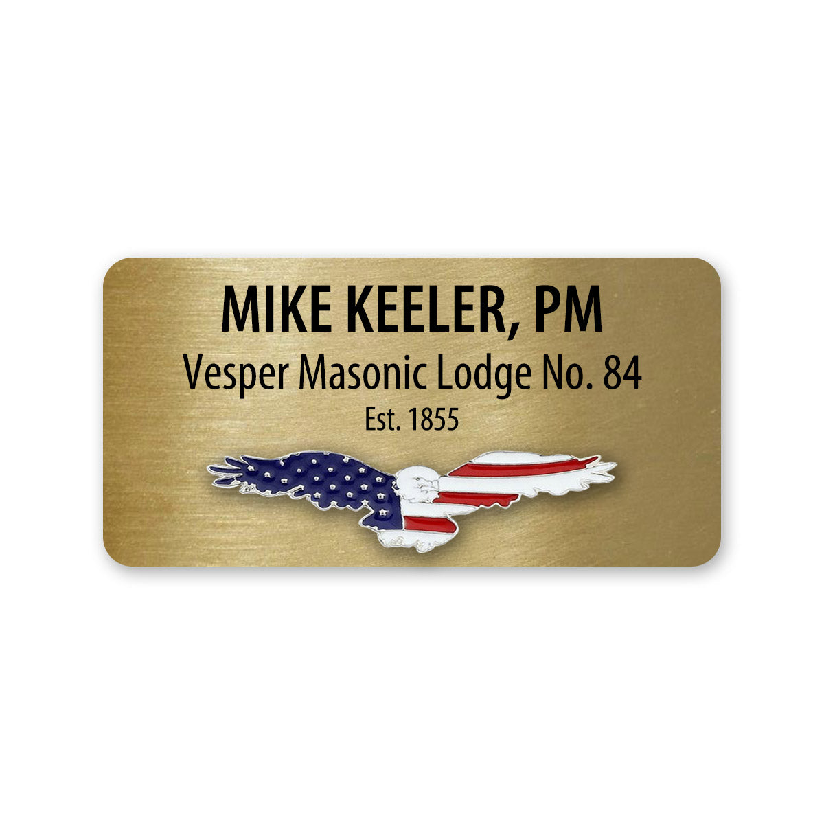 Vesper Masonic Lodge No. 84 Name Tag with USA Eagle Enamel Badge