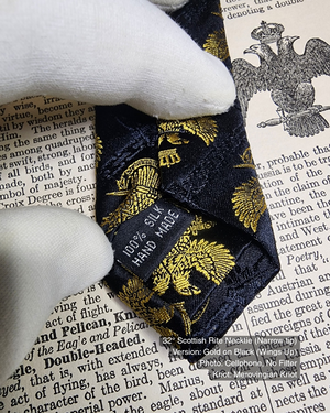 33° Scottish Rite Necktie, Gold on Black, Wings Up