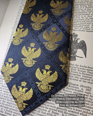 33° Scottish Rite Necktie, Gold on Black, Wings Up