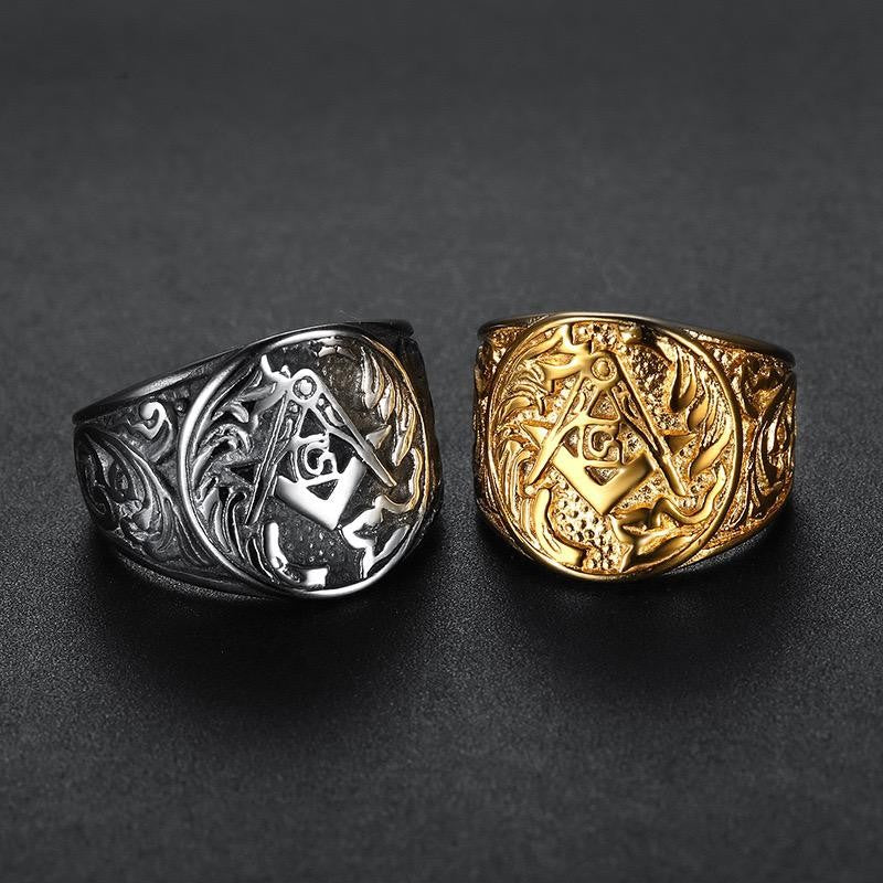 Floral Motifs Masonic Ring