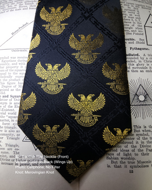 32° Scottish Rite Necktie, Gold on Black, Wings Up