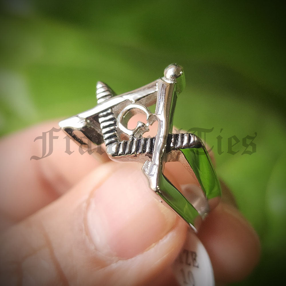 Slick Square and Compasses Stainless Steel Ring