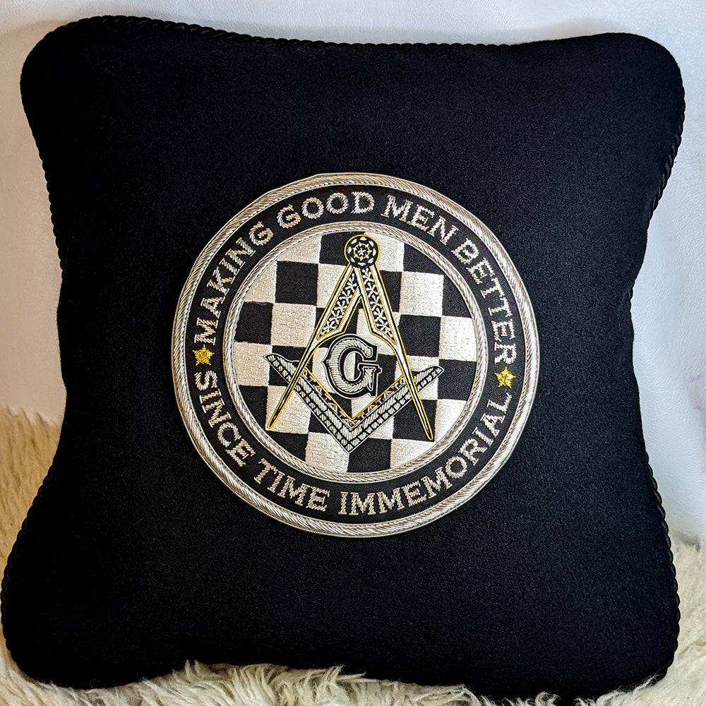 Masonic Accent Pillowcase | Hand Embroidered Bullion Wire