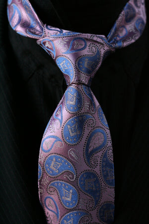 Gunmetal Pink Masonic Paisley Necktie - FraternalTies