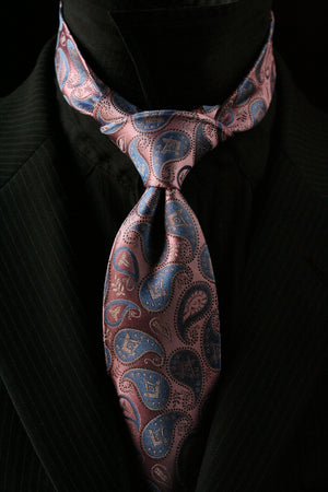Gunmetal Pink Masonic Paisley Necktie - FraternalTies