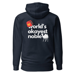 World's Okayest Noble hoodie (dark colors)